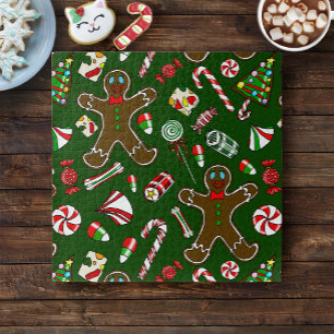 Speelse Groene Feestelijke Gemberkoek Snoep Patroo Legpuzzel