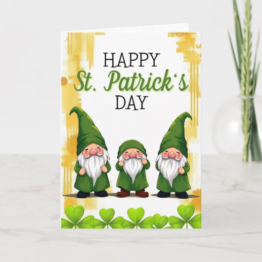 Speelse Groene Kabouters Klaveren St. Patrick's Da Kaart (Voorkant)