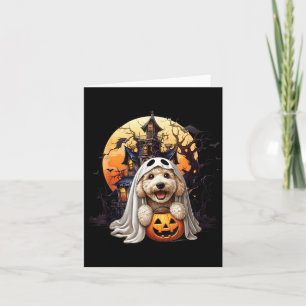 Speelse Halloween Doodle Hond Geest Ontwerp Pret V Kaart