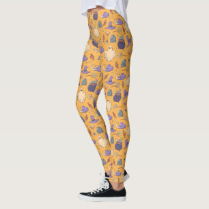 Speelse Halloween geesten en heksen patroon Leggings