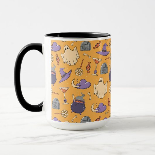 Speelse Halloween geesten en heksen patroon Mok (Links)