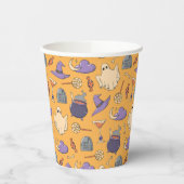 Speelse Halloween geesten en heksen patroon Papieren Bekers (Links)
