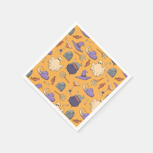 Speelse Halloween geesten en heksen patroon Servet (Hoek)