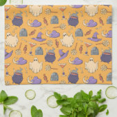 Speelse Halloween geesten en heksen patroon Theedoek (Gevouwen)