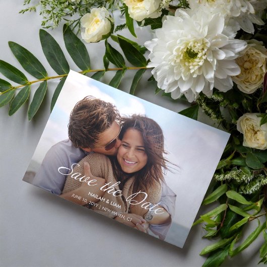 Speelse Happy Photo Wedding Sla de datum op Magnetische Uitnodiging