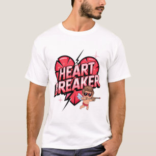 Speelse hartbreker Cupido met gebarsten hartval T-shirt