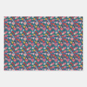 Speelse harten Bloemen Inpakpapier Vel (Voorkant 3)