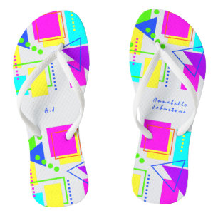 SPEELSE HELDERE KLEURRIJKE GEOMETRISCHE VORMEN PAT TEENSLIPPERS