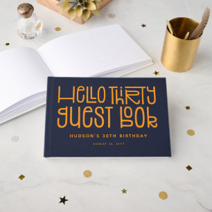 Speelse Hello Thirty Typografie 30e Verjaardag Gastenboek
