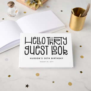 Speelse Hello Thirty Typografie 30e Verjaardag Gastenboek
