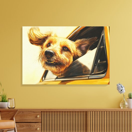 Speelse hond genieten van autorit Art Print (Insitu (Woonkamer))