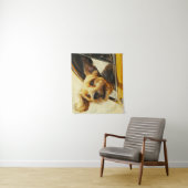Speelse hond genieten van autorit Art Print Wandkleed (In situ)
