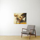 Speelse hond genieten van autorit Art Print Wandkleed (In Situ (horizontaal))