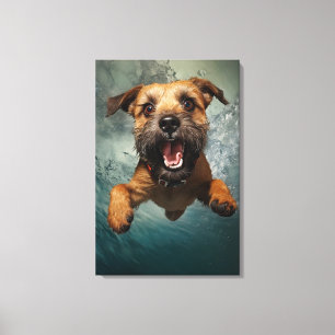 Speelse Hond Zwemt Onderwater Ontwerp Canvas Afdruk