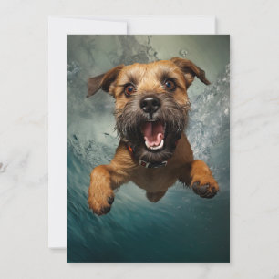 Speelse Hond Zwemt Onderwater Ontwerp Kaart