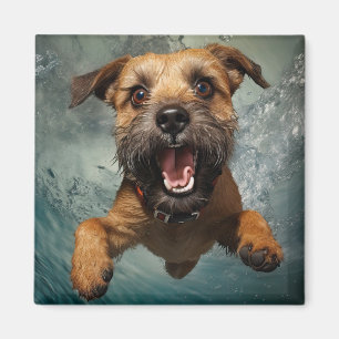 Speelse Hond Zwemt Onderwater Ontwerp Magneet