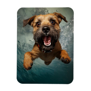 Speelse Hond Zwemt Onderwater Ontwerp Magneet