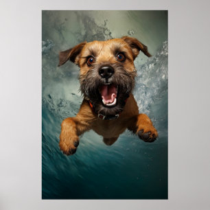 Speelse Hond Zwemt Onderwater Ontwerp Poster