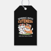 Speelse honden met bloemenkronen – Fun Spring Them Cadeaulabel (Voorkant)