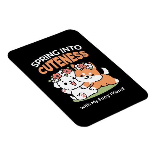 Speelse honden met bloemenkronen – Fun Spring Them Magneet (Rechterzijde)