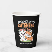 Speelse honden met bloemenkronen – Fun Spring Them Papieren Bekers (Achterkant)