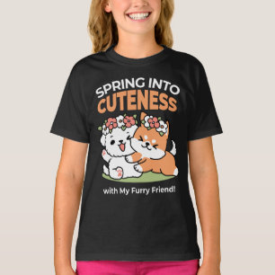 Speelse honden met bloemenkronen – Fun Spring Them T-shirt
