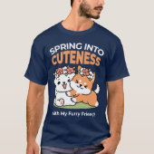 Speelse honden met bloemenkronen – Fun Spring Them T-shirt (Voorkant)