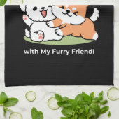 Speelse honden met bloemenkronen – Fun Spring Them Theedoek (Gevouwen)