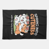 Speelse honden met bloemenkronen – Fun Spring Them Theedoek (Horizontaal)