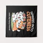 Speelse honden met bloemenkronen – Fun Spring Them Wandkleed (Voorkant (horizontaal))