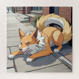 Speelse honden op straat scène legpuzzel