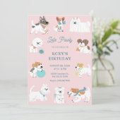 Speelse honden verjaardag kaart (Staand voorkant)