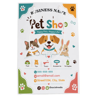 Speelse huisdierenwinkel Aangepaste logo papieren Medium Cadeauzakje