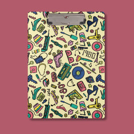Speelse jaren 80 Doodle Art Pattern Klembord