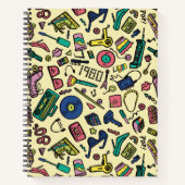 Speelse jaren 80 Doodle Art Pattern Notitieboek (Voorkant)