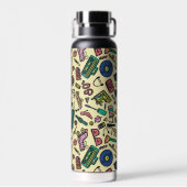 Speelse jaren 80 Doodle Art Pattern Waterfles (Achterkant)