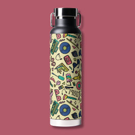 Speelse jaren 80 Doodle Art Pattern Waterfles