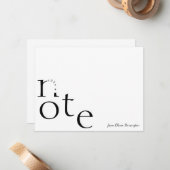 Speelse Just a Note in Motion met scriptnaam Notitiekaartje (Voorkant / Achterkant in situ)