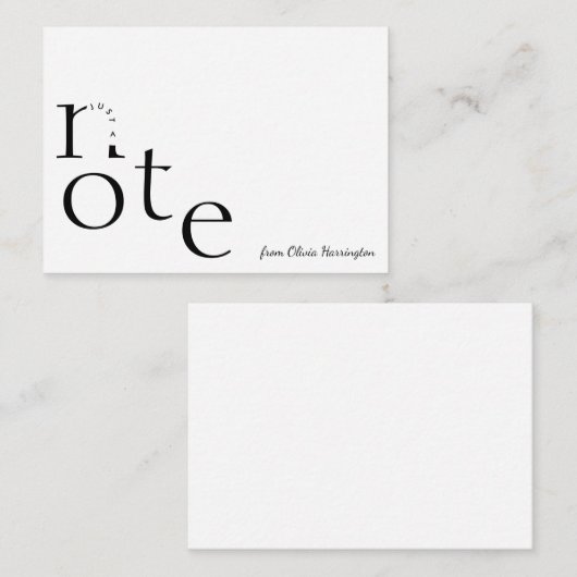 Speelse Just a Note in Motion met scriptnaam Notitiekaartje (Voorkant / Achterkant)