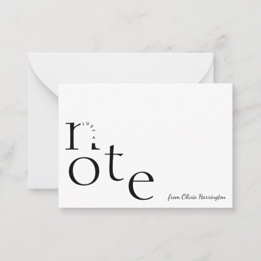 Speelse Just a Note in Motion met scriptnaam Notitiekaartje (Voorkant)