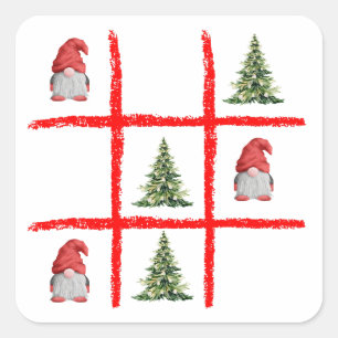 Speelse Kabouter Kerst Boter, Kaas en Eieren Kaart Vierkante Sticker