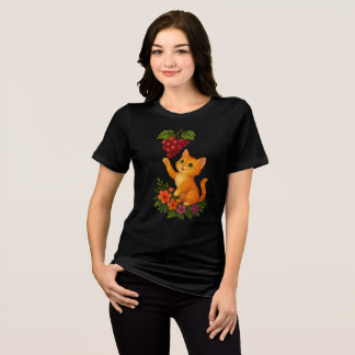 Speelse kaneelkleurige kitten met druiven Tri-Blend shirt