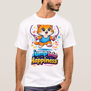 Speelse Kat die Springtouw Springt – Schattige Act T-shirt