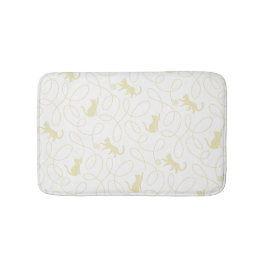 Speelse kat en garenbal patroon lichtbeige badmat