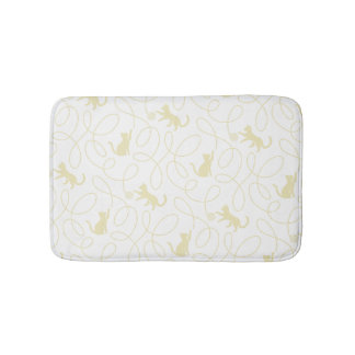 Speelse kat en garenbal patroon lichtbeige badmat