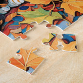 Speelse kat in herfstbladeren legpuzzel (Zijkant)