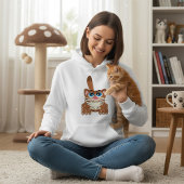 Speelse Kat met Big Blue Eyes Fun Whimsical Kat Hoodie
