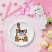 Speelse Kat met Big Blue Eyes Fun Whimsical Kat Papieren Bordje (Feest)