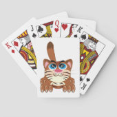 Speelse Kat met Big Blue Eyes Fun Whimsical Kat Pokerkaarten (Achterkant)