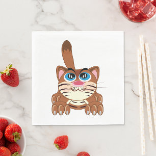 Speelse Kat met Big Blue Eyes Fun Whimsical Kat Servet